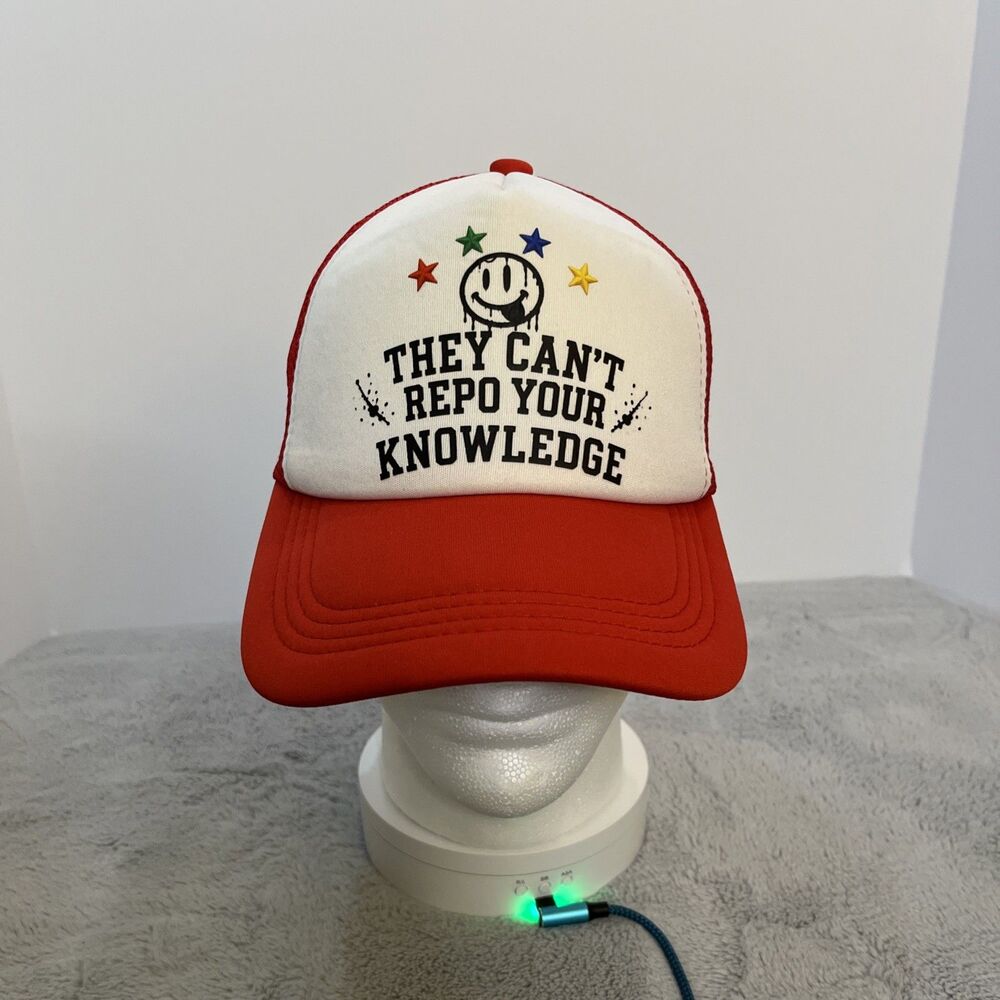 Funny Sarcastic Quote Foam Trucker Hat Red Star Smiley Face Mesh Back Cap